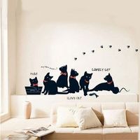 Removable Black Cat Family Wall Sticker Room Background Decor Wall Decal