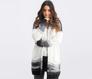 Womens Textured Open-Front Completer Cardigan  Black/White