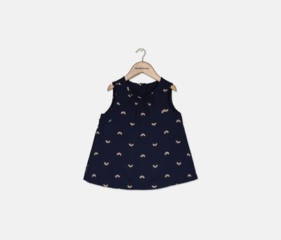 Toddlers Girls Rainbow Print Dress  Navy