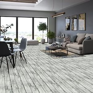 Grey And White Wood American wood grain flooring thickened frosted PVC self-adhesive bedroom kitchen bathroom school office removable decorative wall sticker floor sticker Lightinthebox