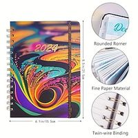 To Do List Calendar Notebook Ruled Calendar A5 5.8×8.3 Inch Aesthetic Paper Hardcover Portable 60 Pages Notebook for School Office Student Lightinthebox - thumbnail