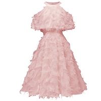 Women's Party Dress Lace Dress Feather Dress Midi Dress White Pink Wine Sleeveless Pure Color Feather Spring Fall Winter Crew Neck Fashion Winter Dress Christmas Wedding Guest 2023 S M L XL XXL Lightinthebox - thumbnail