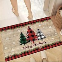 Christmas Mat Multi-element Red And Black Check Fringe Door Mat Black And White Check Christmas Tree Black And Green Check Christmas Tree Snowflake Door Mat Kitchen Furniture Floor Mat miniinthebox - thumbnail