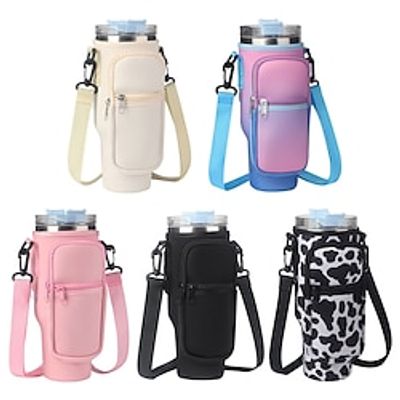 Mobile phone Bag Water Bottle Carrier Bag With Zipper Bag Compatible With 40oz Tumbler With Handle Gradient Color Water Bottle Holder For running hiking cycling and other outdoor activities miniinthebox