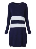 Casual Women Stripe Long Sleeve Slim Knit Sweater Dress