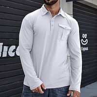 Men's Golf Shirt Golf Polo Work Casual Lapel Long Sleeve Basic Modern Plain Button Front Pocket Spring   Fall Regular Fit Wine Depression Green Black White Army Green Royal Blue Golf Shirt Lightinthebox