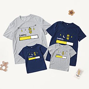 Family Look T shirt Tops Star Moon Letter Daily Print Multicolor Short Sleeve Casual Matching Outfits  Summer Lightinthebox