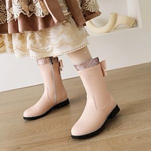 Women's Boots Lolita Mid Calf Boots Booties Ankle Boots Chunky Heel Faux Leather Black White Rosy Pink miniinthebox