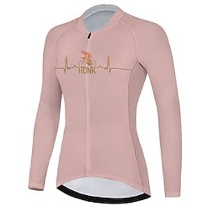 21Grams Women's Cycling Jersey Long Sleeve Bike Top with 3 Rear Pockets Mountain Bike MTB Road Bike Cycling Breathable Quick Dry Moisture Wicking Reflective Strips Rosy Pink Graphic Honk Your Horn Lightinthebox