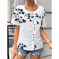 Women's Tunic White Short Sleeve Round Neck Summer Lightinthebox