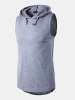 Mens Summer Solid Color Casual Tank Tops Stylish Sleeveless Hooded Vest
