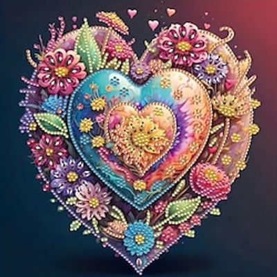 1pc Floral DIY Diamond Painting Heart-shaped Floral Diamond Painting Handcraft Home Gift Without Frame Lightinthebox