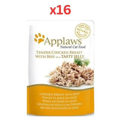 Applaws Tender Chicken Breast With Beef In Tasty Jelly 16X70g