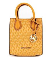 Michael Kors Mercer XS Honeycomb Gold Signature PVC North South Shopper Crossbody Bag (61038)