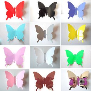 12PCS 11 Colors 3D Glossy Butterfly Wall Sticker Fridge Magnet Art Applique Home Decor