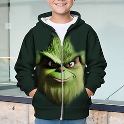 Boys 3D Hoodie Coat Outerwear Long Sleeve 3D Print Fall Winter Fashion Streetwear Cool Polyester Kids 3-12 Years Zip Hooded Outdoor Casual Daily Regular Fit Lightinthebox