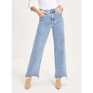 Women's Jeans Wide Leg Chinos Cotton Blue High Waist Streetwear Simple Casual Outdoor Vacation Casual Daily Pocket Full Length Breathable Plain S M L XL 2XL Lightinthebox