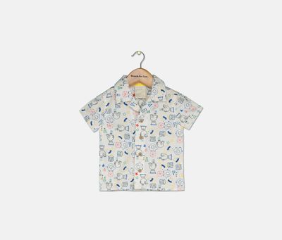 Baby Boys Allover-Print Cotton Shirt Bright White Baby Boys Allover-Print Cotton Shirt Bright White