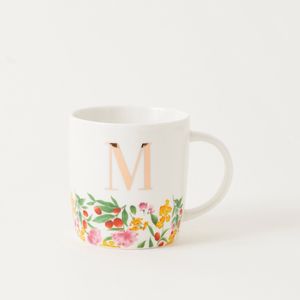 Monogram Print Mug with Curved Handle - 350 ml