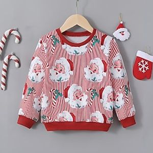 Christmas Girls' 3D Santa Claus Sweatshirt Pullover Long Sleeve 3D Print Fall Winter Fashion Streetwear Adorable Polyester Kids 3-12 Years Crew Neck Outdoor Casual Daily Regular Fit Lightinthebox
