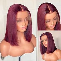 99J Burgundy Bob Lace Front Wigs Straight Hair 13x4 Short Bob Wigs 150% Density for black women Short Human Hair Lightinthebox