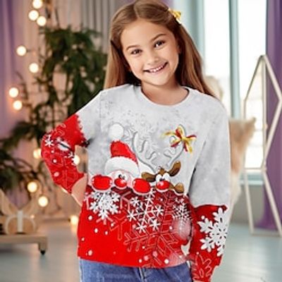 Christmas Girls' 3D Snowflake Sweatshirt Pullover Long Sleeve 3D Print Fall Winter Fashion Streetwear Adorable Polyester Kids 3-12 Years Crew Neck Outdoor Casual Daily Regular Fit Lightinthebox