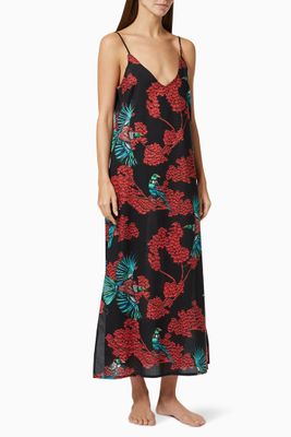 Passerine Print Slip Nightie in Cotton Passerine Print Slip Nightie in Cotton