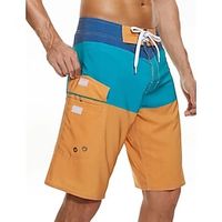 Men's Board Shorts Swimwear Swim Trunks Beach Swimming Pool Breathable Quick Dry Running Casual Drawstring Elastic Waist Color Block Knee Length Gymnatics Activewear Orange Micro-elastic Lightinthebox - thumbnail