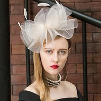 Headbands Hats Headwear Tulle Floppy Hat Top Hat Veil Hat Wedding Tea Party Elegant Wedding With Bowknot Tulle Headpiece Headwear Lightinthebox