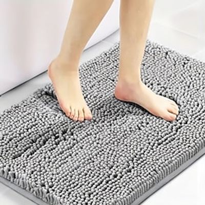 1pc Extra Soft and Absorbent Chenille Bath Mat - Non-Slip, Water-Absorbent, Machine Washable Floor Mat miniinthebox