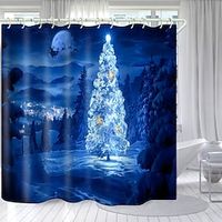 Christmas Bathroom Deco 4 Pcs Shower Curtain Set Bathroom Sets Modern Home Bathroom Decor with Bath Mat U Shape and Toilet Lid Cover Mat and 12 Hooks Lightinthebox - thumbnail