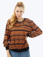 Halloween Casual Loose Women Geometric Patterns Printed O Neck Long Sleeve Sweatshirt