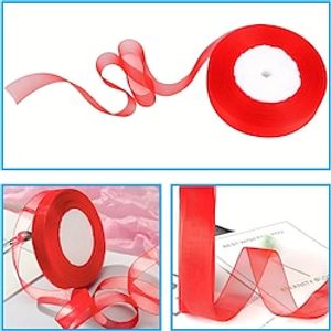 2 Rolls 100 Yards Christmas Ribbons Organza Holiday Festival Ribbons 0.8 Wide for Gift Wrapping Decoration Red  Green miniinthebox