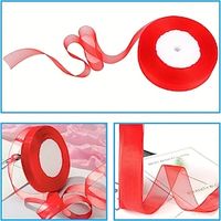 2 Rolls 100 Yards Christmas Ribbons Organza Holiday Festival Ribbons 0.8 Wide for Gift Wrapping Decoration Red  Green miniinthebox - thumbnail
