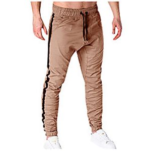 Men's Casual / Sporty Chino Outdoor Sports Casual Daily Chinos Sweatpants Pants Solid Colored Full Length Patchwork Black Army Green Khaki Dark Gray miniinthebox