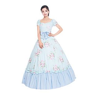 Princess Maria Antonietta Floral Style Rococo Victorian Renaissance Vacation Dress Dress Party Costume Masquerade Prom Dress Women's Costume Blue Vintage Cosplay Christmas Halloween Party  Evening Lightinthebox