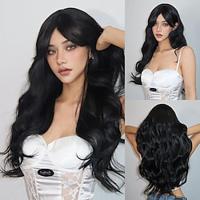 Synthetic Wig Uniforms Career Costumes Princess Deep Curly kinky Straight Middle Part Layered Haircut Machine Made Wig 26 inch Black Synthetic Hair Women's Cosplay Party Fashion Natural Black Lightinthebox