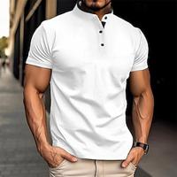 Men's Golf Shirt Golf Polo Work Casual Stand Collar Short Sleeve Basic Modern Plain Button Classic Spring Summer Regular Fit White Navy Blue Dark Gray Golf Shirt Lightinthebox - thumbnail