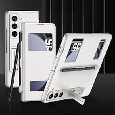 Phone Case For Samsung Galaxy Z Fold 5 Flip Cover with Stand Holder Pencil Holder Full Body Protective Solid Color PC PU Leather miniinthebox
