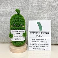 Handmade Emotional Support Pickle With Positive Affirmation Crochet,Pickled Cucumber Christmas Gift for Kids , Crochet Emotional Support miniinthebox - thumbnail