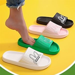 Quick Drying Non-slip Women's House Slippers Cartoon Print Rabbit Slippers Men's EVA Slipper Bath Flat Platform Home Slippers Slides Flip Flops Beach Sandals Lightinthebox