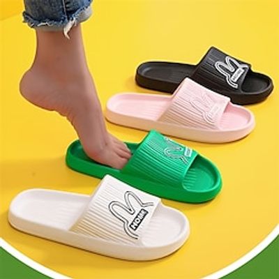 Quick Drying Non-slip Women's House Slippers Cartoon Print Rabbit Slippers Men's EVA Slipper Bath Flat Platform Home Slippers Slides Flip Flops Beach Sandals Lightinthebox