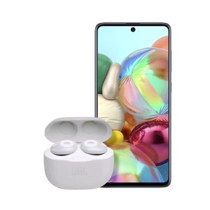 Samsung Galaxy A71 Smartphone LTE Black with JBL Tune 120TWS True Wireless In-Ear Headphone White