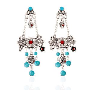 Ethnic Tassel Turquoise Earrings