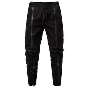 Men's Trousers Casual Pants Multi Pocket Straight Leg Plain Windproof Full Length Outdoor Daily Going out Fashion Chic  Modern Black Micro-elastic miniinthebox