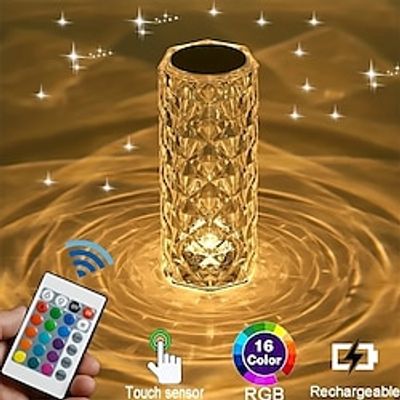 1pc Crystal Rose Ambiance Lamp, Bedroom Bedside Lamp, LED Night Light, Romantic Mood Lamp, Birthday Gift LED Touch with Remote Control Lightinthebox