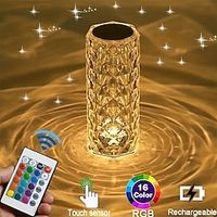 1pc Crystal Rose Ambiance Lamp, Bedroom Bedside Lamp, LED Night Light, Romantic Mood Lamp, Birthday Gift LED Touch with Remote Control Lightinthebox - thumbnail