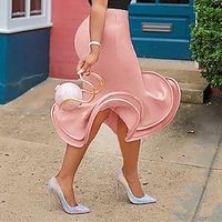 Women's Skirt Long Skirt Midi Black Pink Green Skirts Fall  Winter Ruffle Fashion Elegant Party Street S M L Lightinthebox - thumbnail
