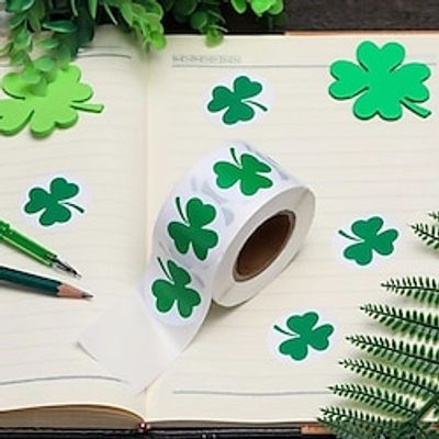 500pcsRoll Christmas St. Patrick's Day Sticker Shamrock Roll Sticker Sunflower Sticker Holiday Decoration Gift Collection Label Lightinthebox