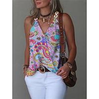 Women's Tank Top Vest Floral Graphic Paisley Daily Vacation Patchwork Print Black Sleeveless Stylish Modern V Neck Summer Lightinthebox